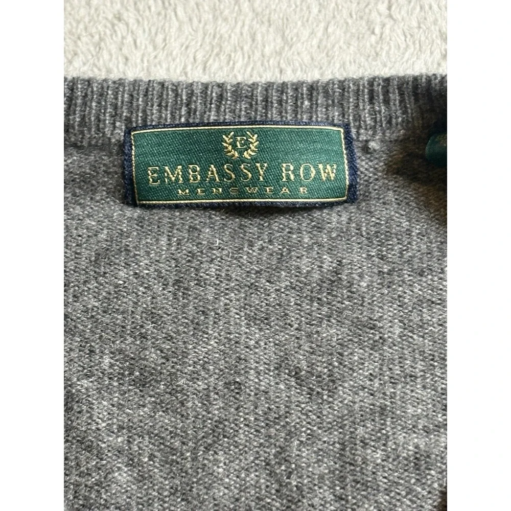 Vintage Embassy Row Menswear V-Neck Cashmere Gray Sweater XL / L